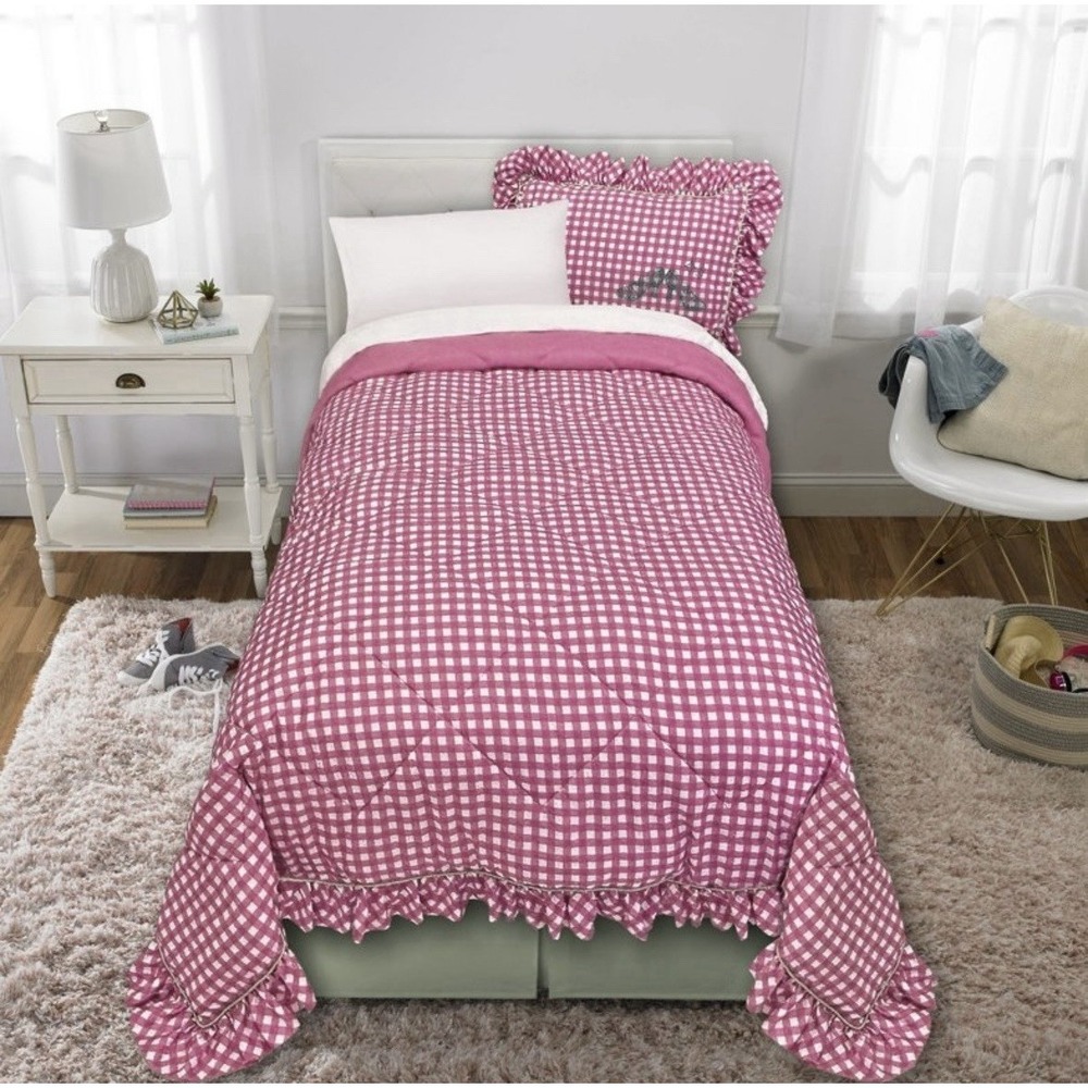 Wicked: For Good x Katie Kime Twin Comforter And Sham Set Pink And White New